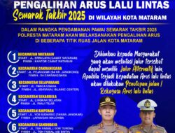 Polresta Mataram Lakukan Pengalihan Arus Lalu Lintas Saat Pawai Takbiran Idul Fitri 1446 H