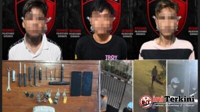 Tiga Terduga Residivis Pelaku Curanmor Diamankan Polrestabes Surabaya